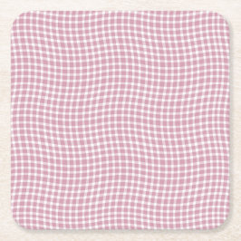 Pink White Plaid Checker Seamless Pattern Rechteckiger Pappuntersetzer