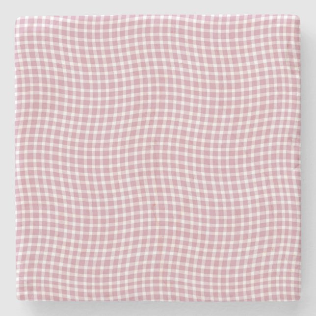 Pink White Plaid Checker Seamless Pattern Steinuntersetzer (Vorderseite)
