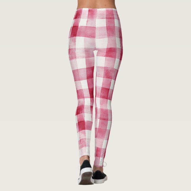 Pink White Plaid Stripes   Leggings (Rückseite)