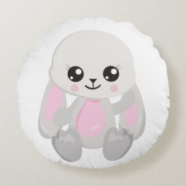 PINK & WHITE PLUSH BUNNIES RUNDES KISSEN