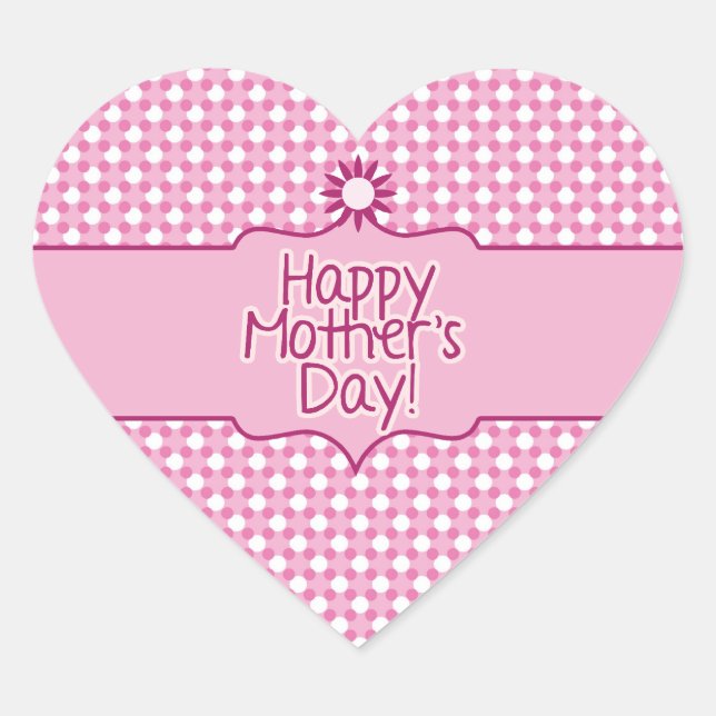 Pink white Polka dot Blume Mothers Day Aufkleber (Vorderseite)