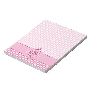 Pink white Polka dot Blume Mütter Day Notizblock