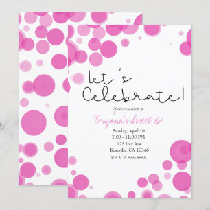 Pink White Polka Dot Bubbles Feiern wir Party Einladung