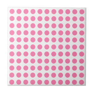 Pink White Polka Dot Girl Keramik Tile Fliese