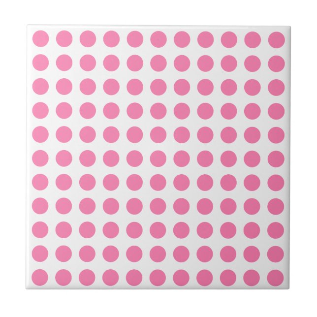 Pink White Polka Dot Girl Keramik Tile Fliese (Vorderseite)