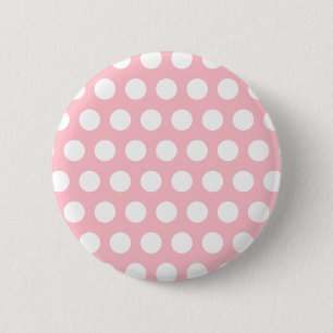 Pink & White Polka Dots Button