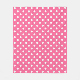 Pink White Polka Dots Design Fleecedecke