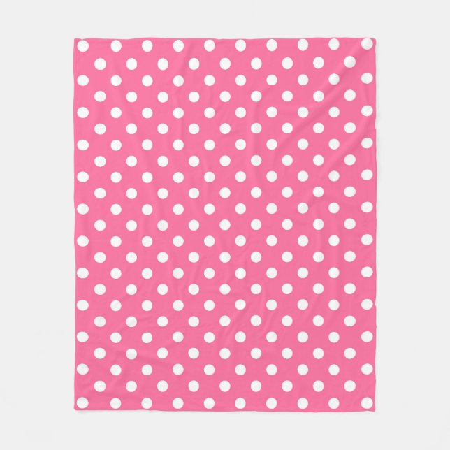 Pink White Polka Dots Design Fleecedecke (Vorderseite)