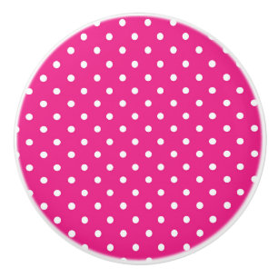 Pink & White Polka Dots Keramikknauf
