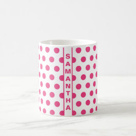 Pink White Polka Dots Name Vintag Elegant Trendy Kaffeetasse
