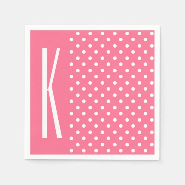 Pink & White Polka Dots Serviette (Vorderseite)