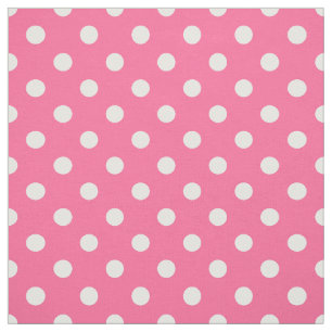 Pink White Polka Dots Textil Stoff
