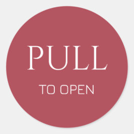 Pink White Pull to Open Door Sign Runder Aufkleber