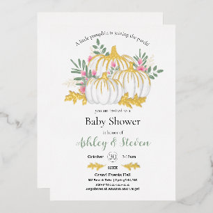 Pink White Pumpkin Baby Dusche Gold Folieneinladung