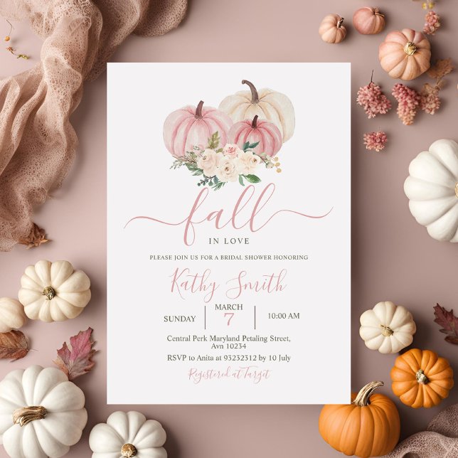 Pink White Pumpkin Peach Blume Brautparty Einladung (Von Creator hochgeladen)