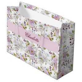 Pink White Purple Watercolor Wildflower Große Geschenktüte