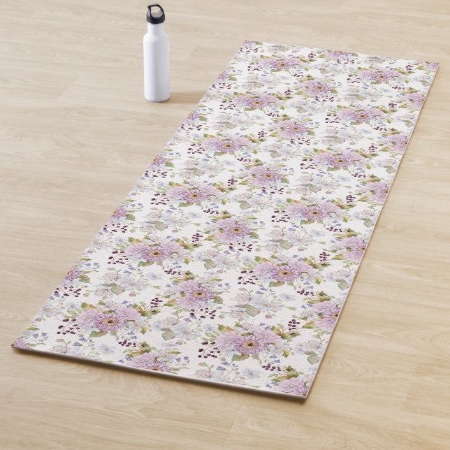 Pink White Purple Watercolor Wildflower Yogamatte (Beispiel)