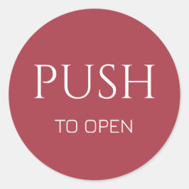 Pink White Push to Open Door Sign Runder Aufkleber