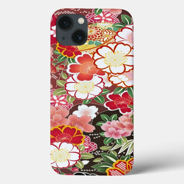 Pink White Red Oriental Japanisch Kimono Floral Case-Mate iPhone Hülle (Rückseite)