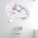 Pink White Rose Blush Gray Roman Numbers Große Wanduhr<br><div class="desc">Unique minimal and decorative 
Corresponds to actual fashion trend in home decor.
You can change the shape and color of the hand.
florenceK design</div>