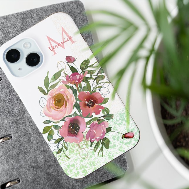 Pink white Roses  Case-Mate iPhone Hülle (Pink white Roses Case-Mate iPhone Case with beautiful flowers)