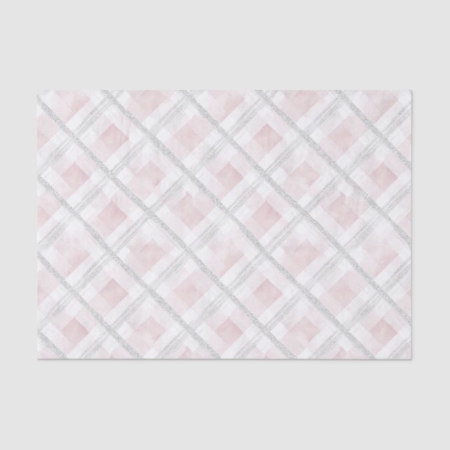 Pink White Silver Glitzer Squares Seidenpapier (Vorderseite)