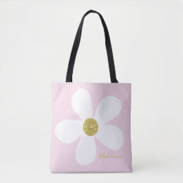 Pink White Simple Daisy Gold Personal