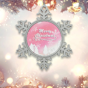 Pink White Snow House Frohe Weihnachten Keramik Kugel-Ornament