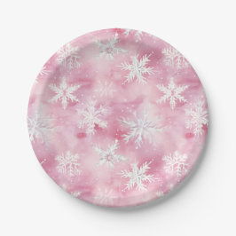 Pink White Snowflake Watercolor Muster Girl Pappteller
