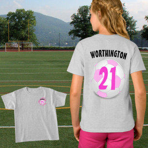 Pink White Soccer Ball, kundenspezifische Vorderse T-Shirt