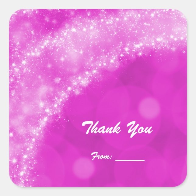 Pink & White Sparkle Aschenputtel Jedes Event Part Quadratischer Aufkleber (Vorderseite)