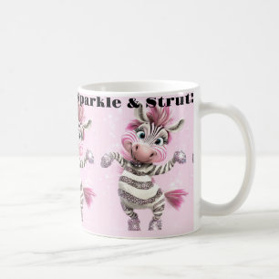 Pink White Sparkle & Strut Zebra Kaffeetasse