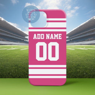 Pink White Sports Jersey mit Name und Nummer iPhone 16 Hülle