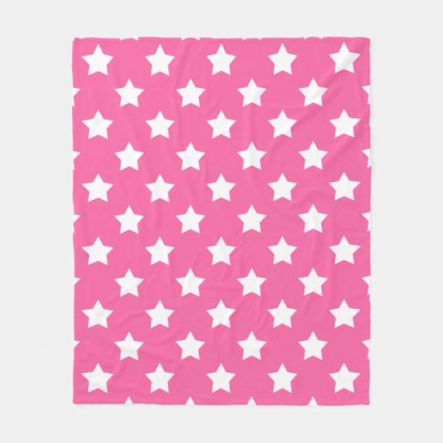 Pink White Stars Muster dekorativ Fleecedecke (Vorderseite)