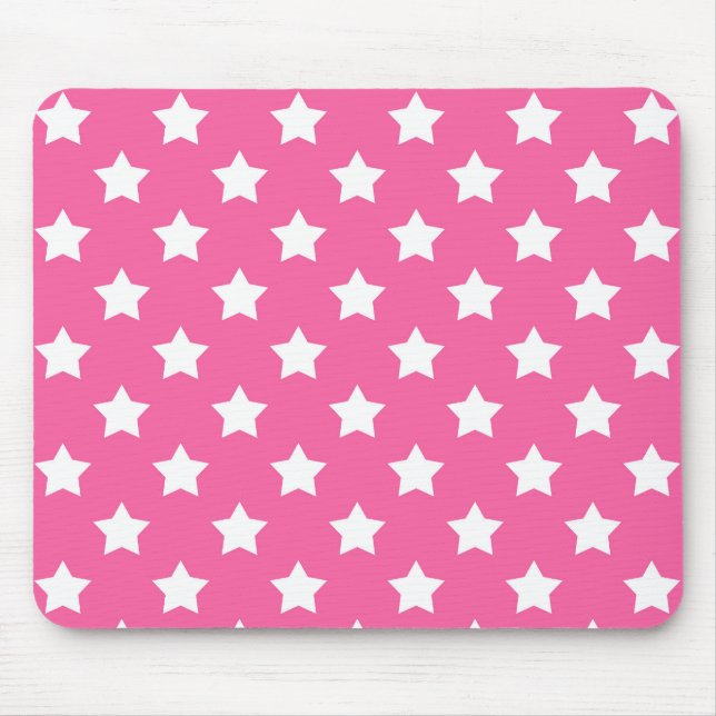 Pink White Stars Muster dekorativ Mousepad (Vorne)