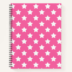 Pink White Stars Muster dekorativ Notizbuch