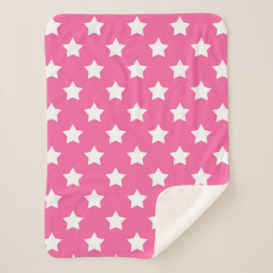 Pink White Stars Muster dekorativ Sherpadecke