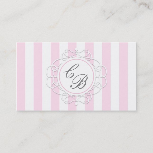 Pink & White Streifen Chic Boutique Business Card Visitenkarte (Vorderseite)