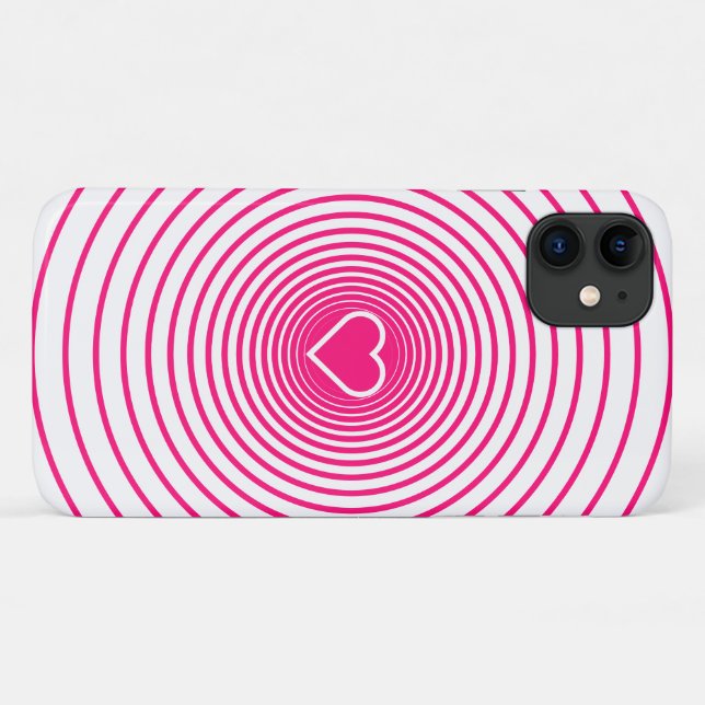 Pink White Striped iPhone Case Herz Auswahl Farben (Rückseite (Horizontal))