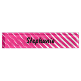 Pink White Stripes Art Individuelle Name Niedliche Namensplakette