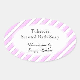 Pink White Stripes Custom Soap or Recicker Ovaler Aufkleber