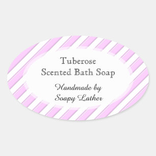 Pink White Stripes Custom Soap or Recicker Ovaler Aufkleber