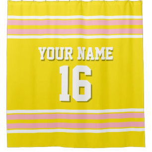 Pink White Stripes Sports Jersey Duschvorhang