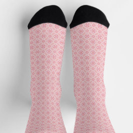 Pink & White Tatreez Henna Thobe Muster Socken