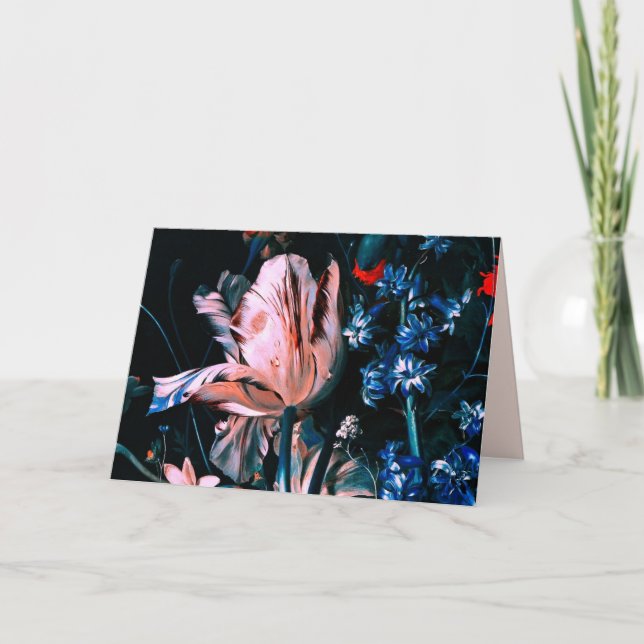 PINK WHITE TULIPS, KUPIDEN, BLUME Geburtstag Karte (Vorderseite)