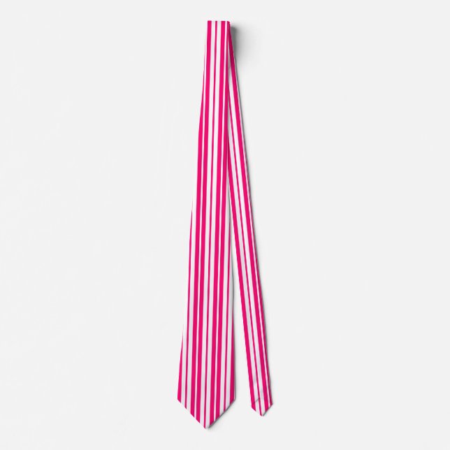 Pink White Vertikal Stripes Muster Krawatte (Vorderseite)