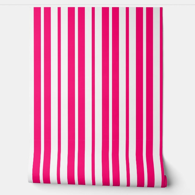 Pink White Vertikal Stripes Muster Tapete (Abrollen)