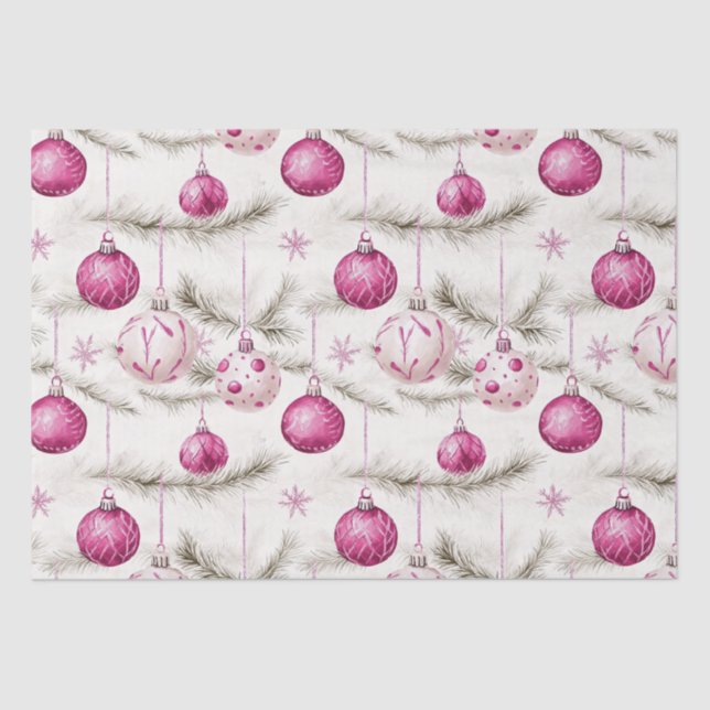 Pink White Vintage Ornaments Christmas Seidenpapier (Vorderseite)