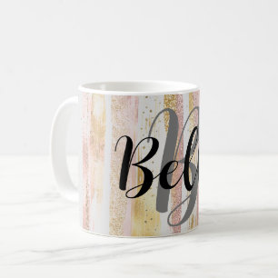 Pink White Watercolor Glitzer Fox Paint Strokes Kaffeetasse