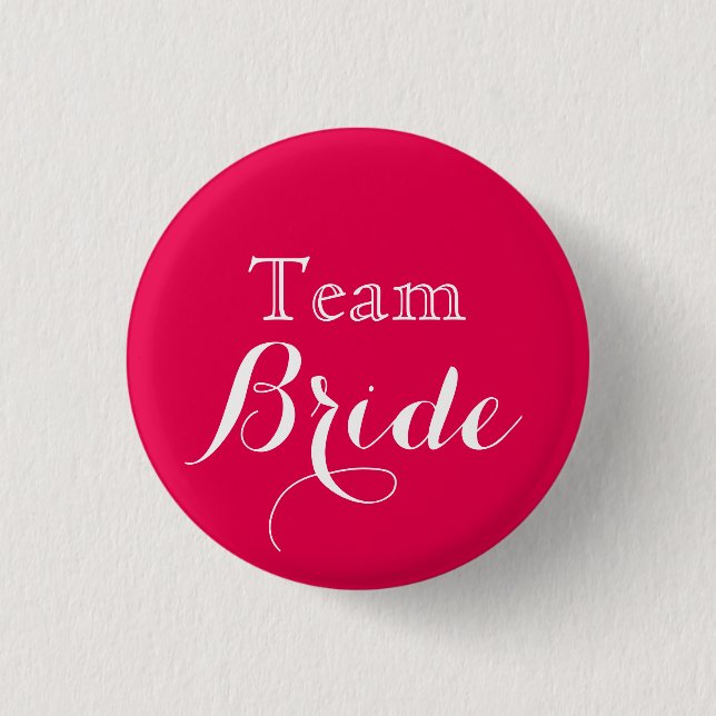 Pink White Wedding Team Bride Button (Vorderseite)